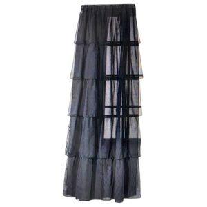 Xhilaration black ruffle layer curtain 50 x 80” One panel